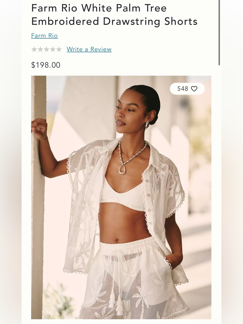 Farm Rio: WHITE PALM TREES SHORTS
OFF - WHITE - Picture 2 of 13
